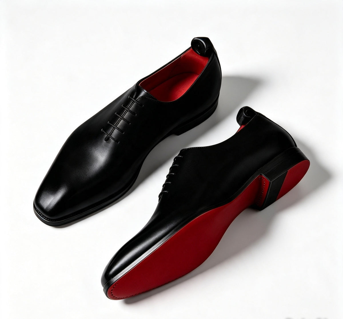 ArtisanWalk Black Whole-Cut Oxford Shoes — Red Sole Luxury Dress Shoes