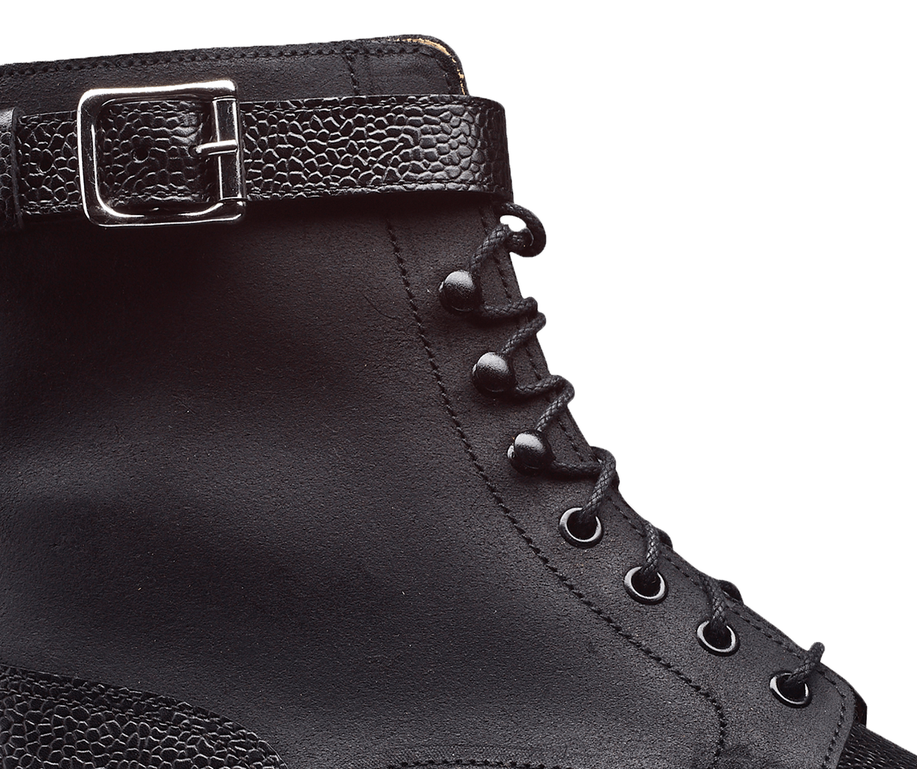 Aldershot Black Scotch Grain &amp; Black Rough-Out Suede