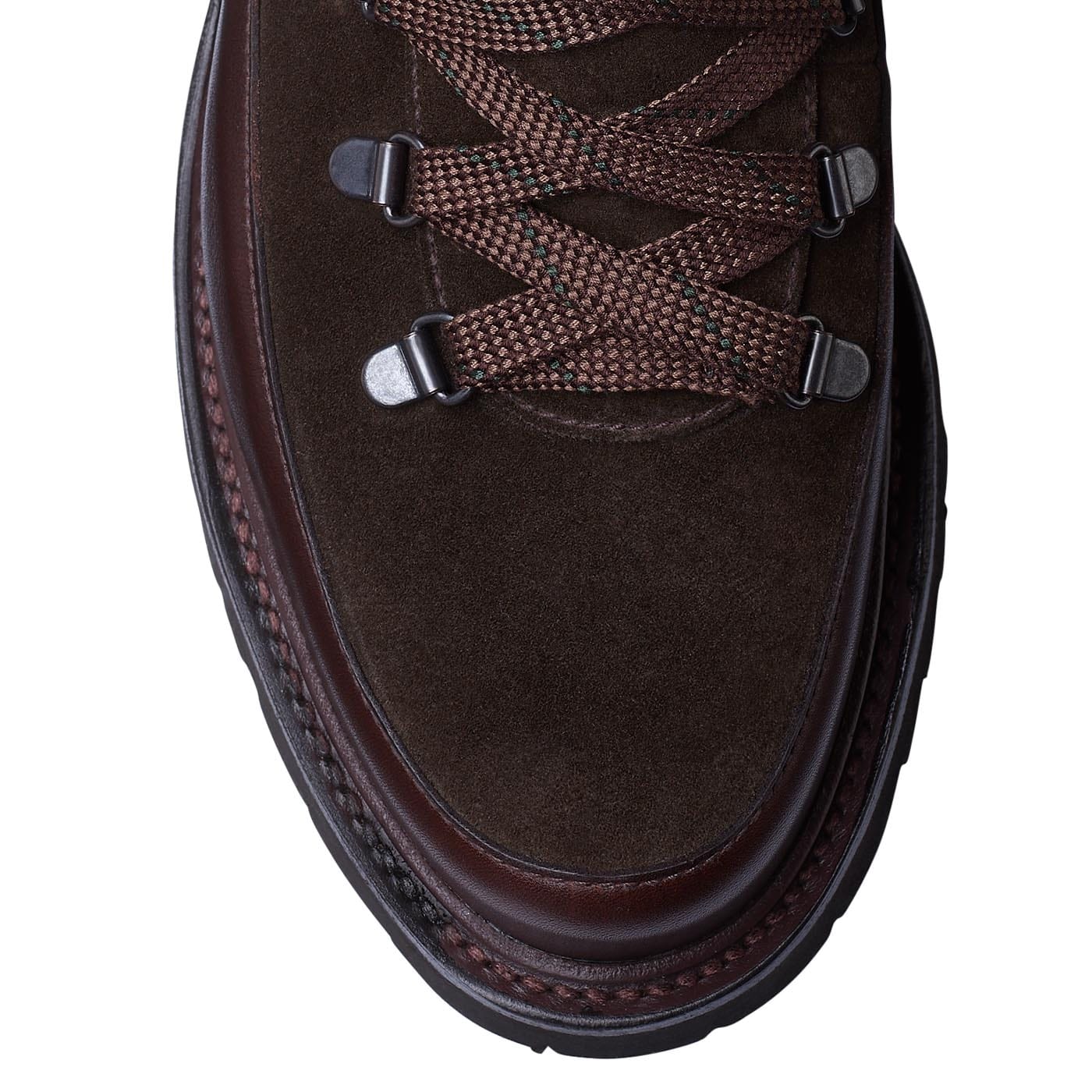 Annie Dark Brown Wax Calf &amp; Earth Green Suede