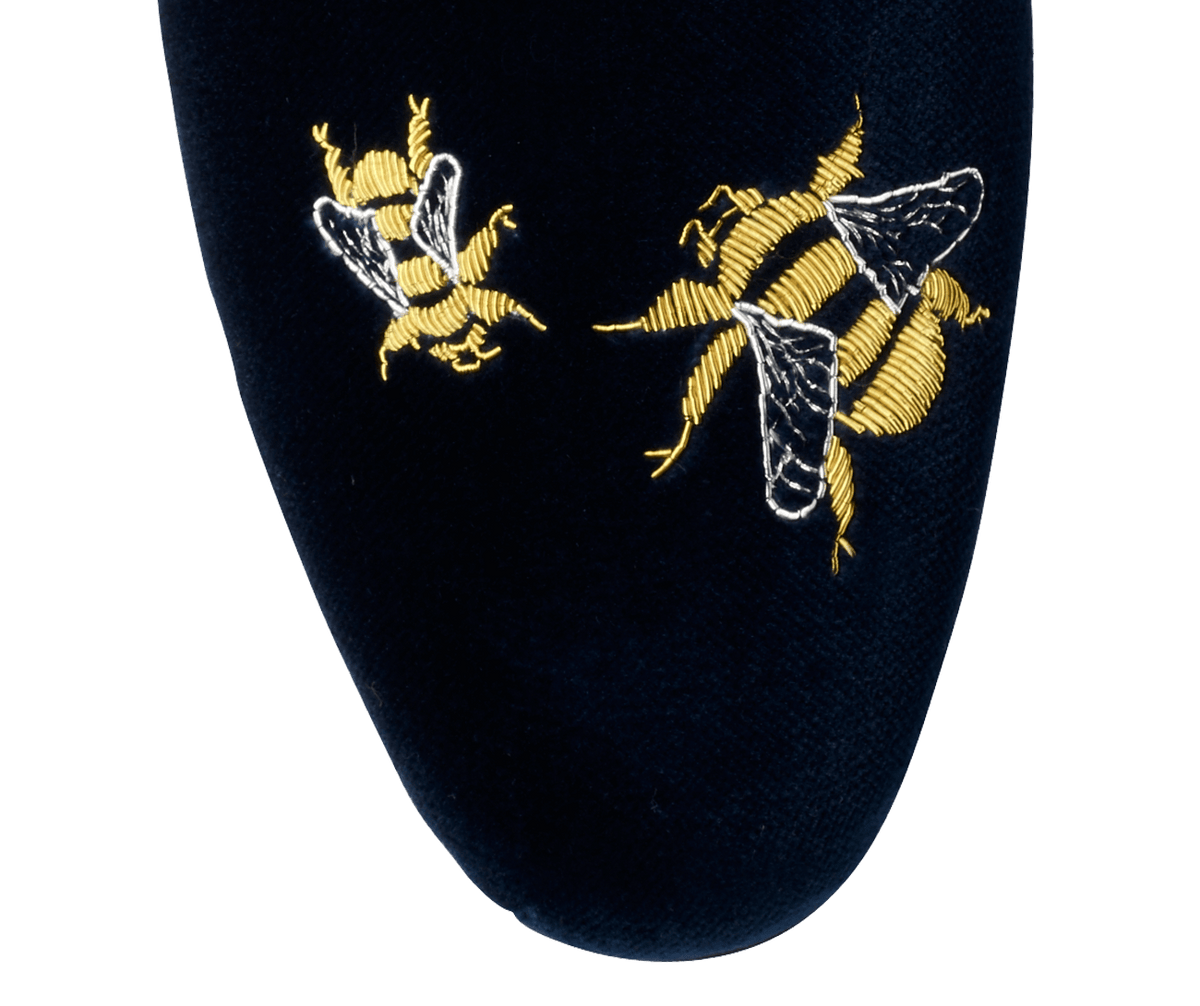 Bees Navy Velvet