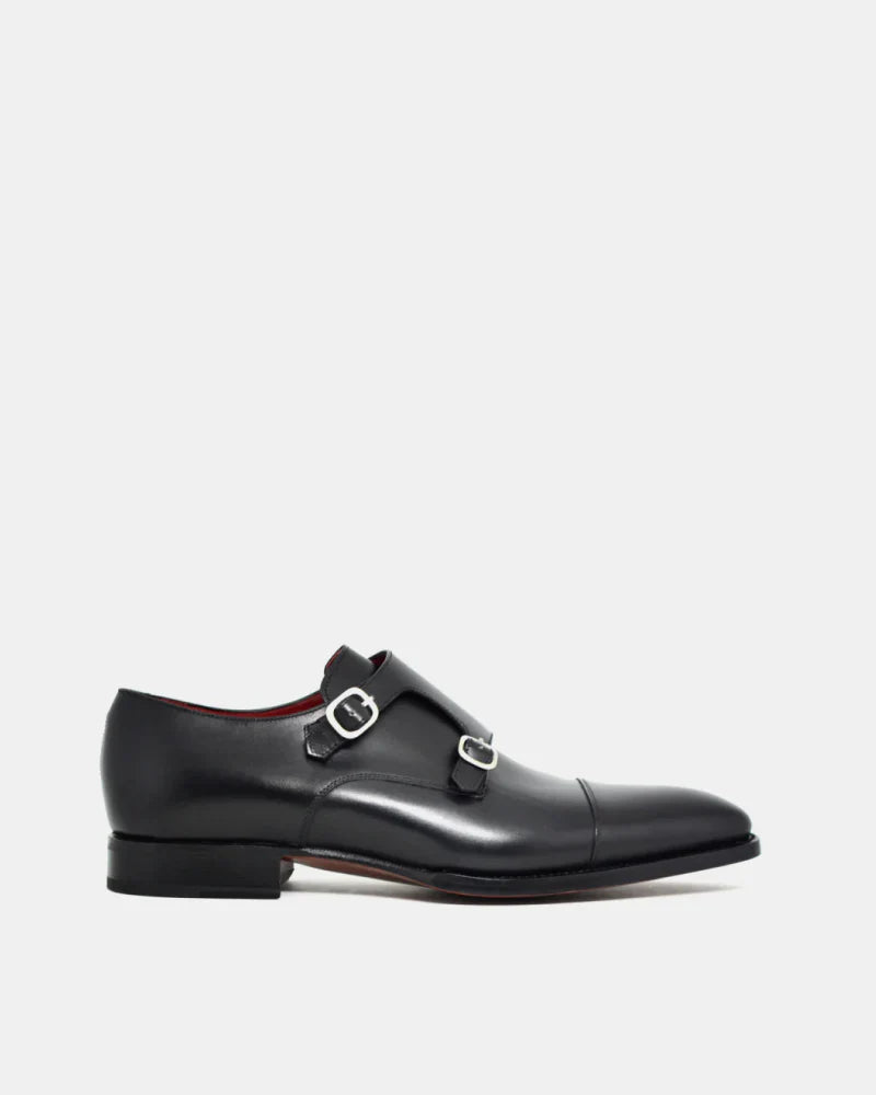 Black Double Monk Strap Dress Shoe - Louvre