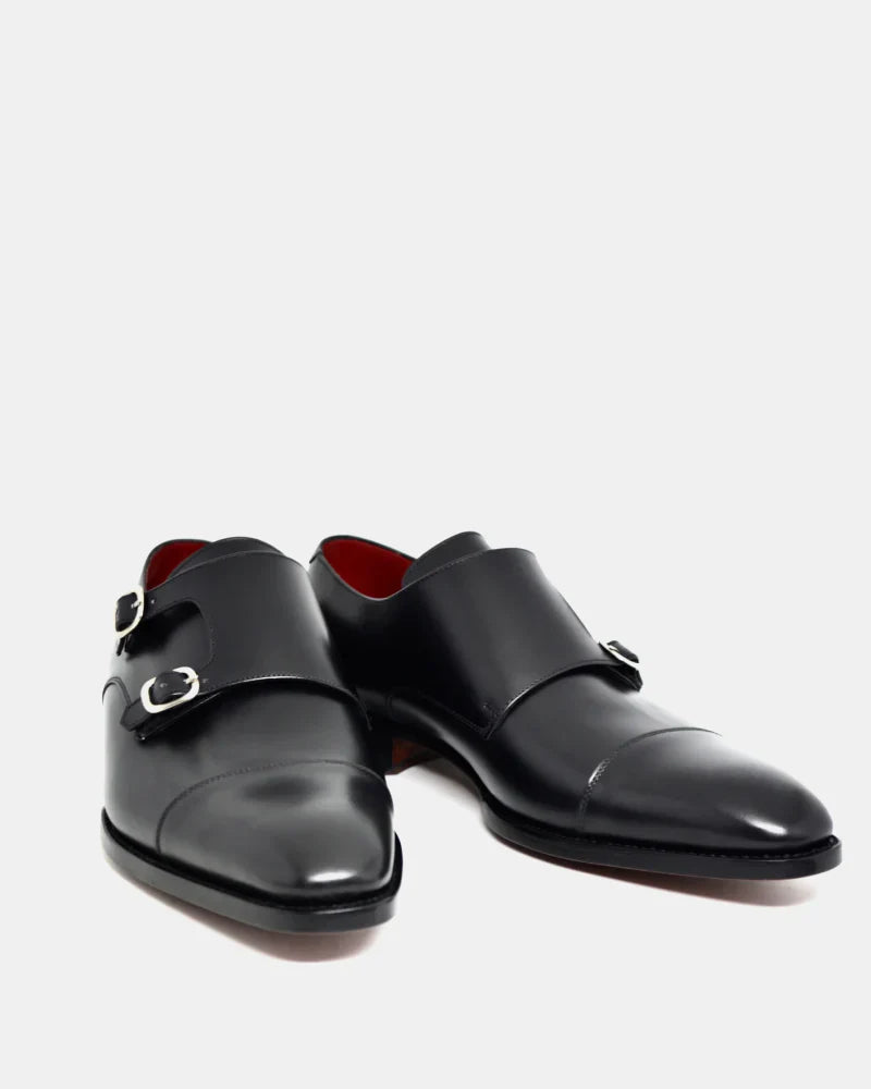 Black Double Monk Strap Dress Shoe - Louvre