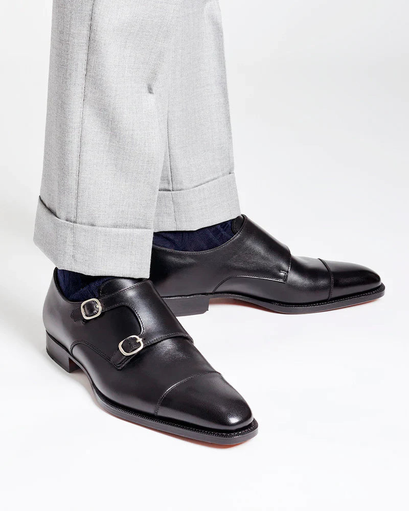Black Double Monk Strap Dress Shoe - Louvre