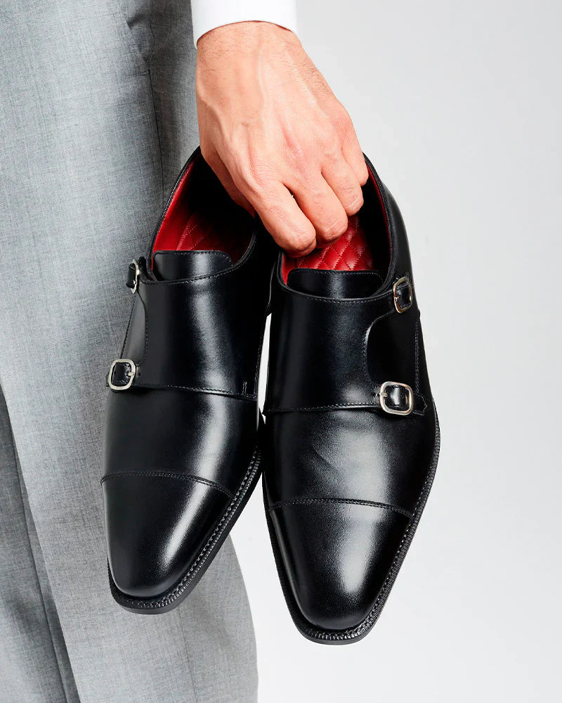 Black Double Monk Strap Dress Shoe - Louvre