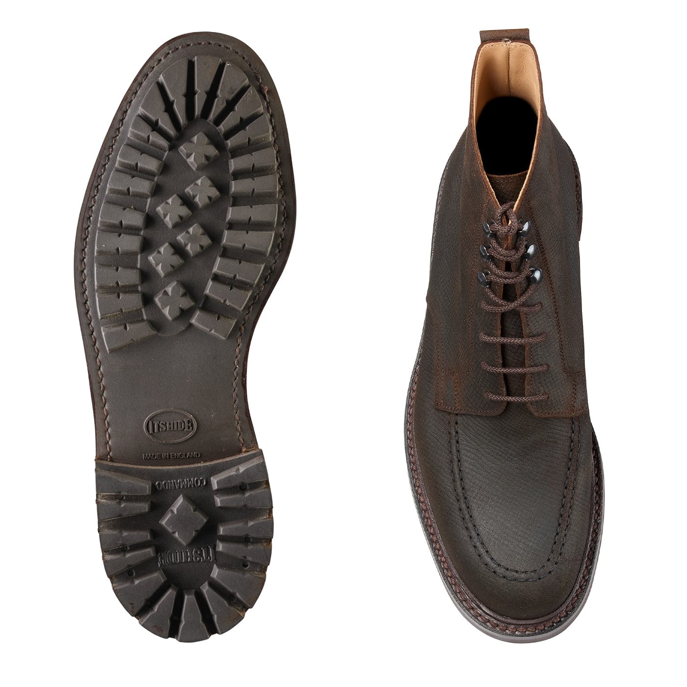 Galway 3 Dark Brown Hatch Grain Rough-Out Suede