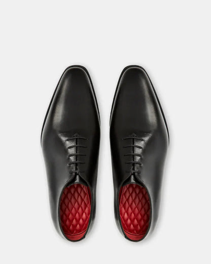 Black Wholecut Oxford Dress Shoe with Rubber Half Soles