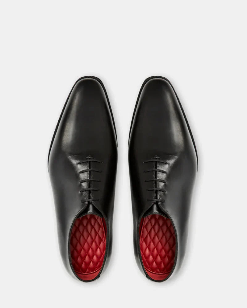 Black Wholecut Oxford Dress Shoe with Rubber Half Soles