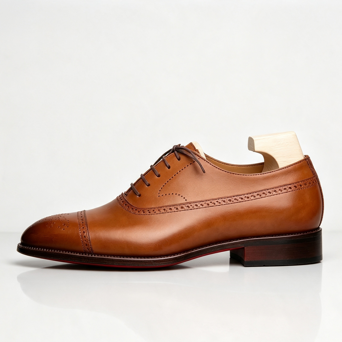 ArtisanWalk Brown Cap-Toe Oxford Shoes — Red Sole Leather Dress Shoes