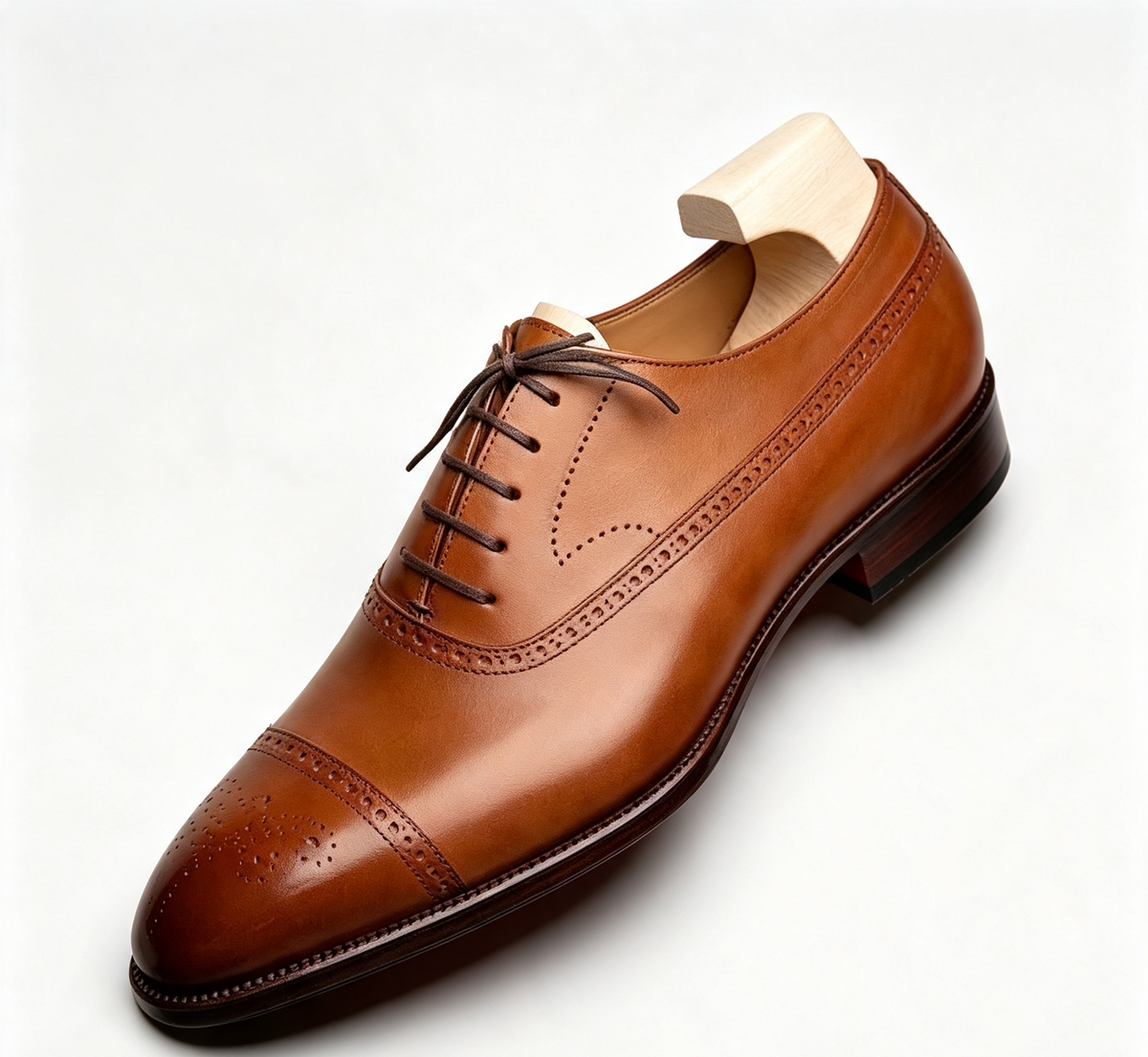 ArtisanWalk Brown Cap-Toe Oxford Shoes — Red Sole Leather Dress Shoes