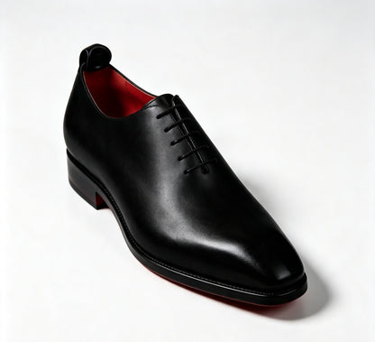 ArtisanWalk Black Whole-Cut Oxford Shoes — Red Sole Luxury Dress Shoes