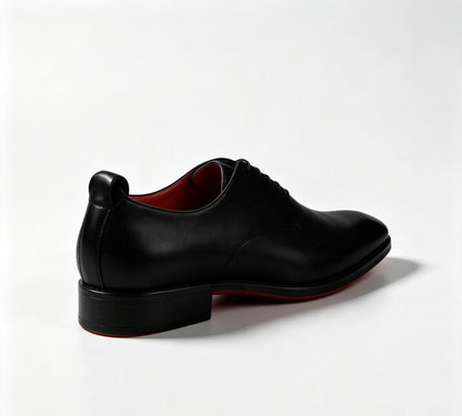 ArtisanWalk Black Whole-Cut Oxford Shoes — Red Sole Luxury Dress Shoes