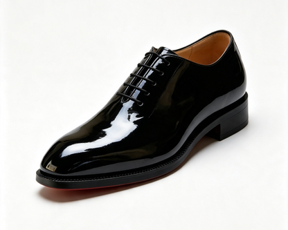 ArtisanWalk Black Patent Whole-Cut Oxford Shoes — Red Sole Luxury Dress Shoes