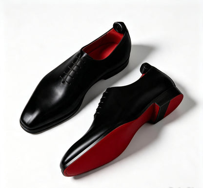 ArtisanWalk Black Whole-Cut Oxford Shoes — Red Sole Luxury Dress Shoes
