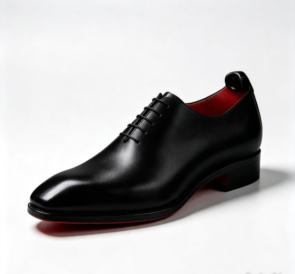 ArtisanWalk Black Whole-Cut Oxford Shoes — Red Sole Luxury Dress Shoes