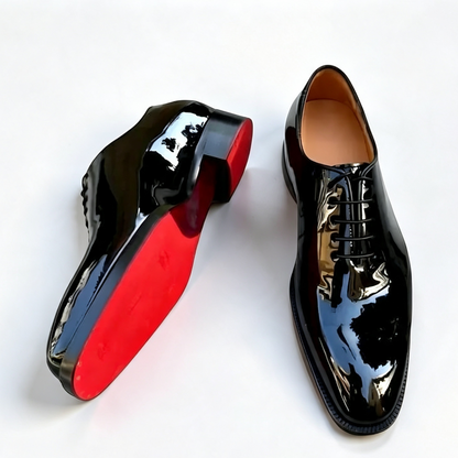 ArtisanWalk Black Patent Whole-Cut Oxford Shoes — Red Sole Luxury Dress Shoes