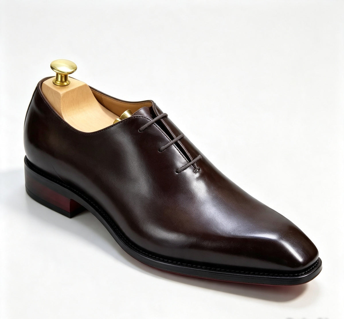 ArtisanWalk Black Whole-Cut Oxford Shoes — Red Sole Luxury Dress Shoes