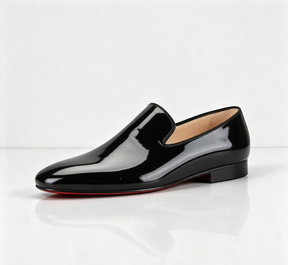 ArtisanWalk Black Patent Leather Loafers — Red Sole Luxury Slip-On Shoes