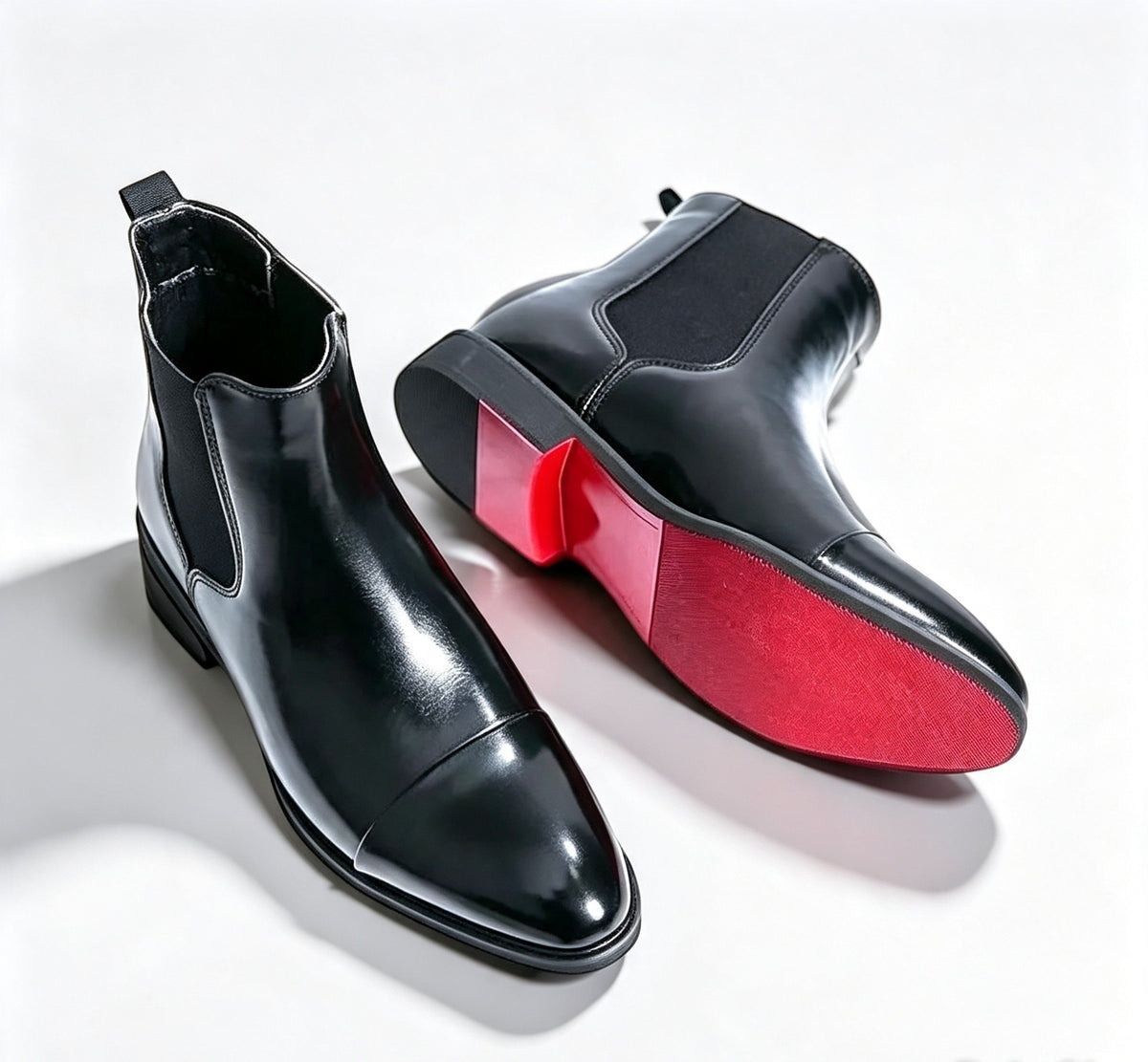 ArtisanWalk Black Leather Chelsea Boots — Red Sole Luxury Ankle Boots