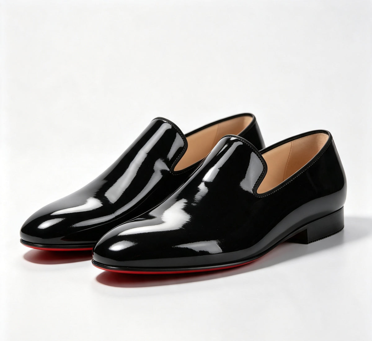 ArtisanWalk Black Patent Leather Loafers — Red Sole Luxury Slip-On Shoes