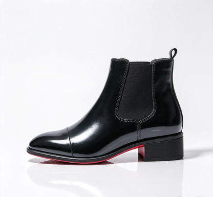 ArtisanWalk Black Leather Chelsea Boots — Red Sole Luxury Ankle Boots