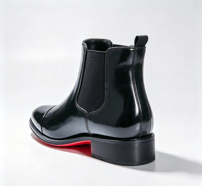 ArtisanWalk Black Leather Chelsea Boots — Red Sole Luxury Ankle Boots