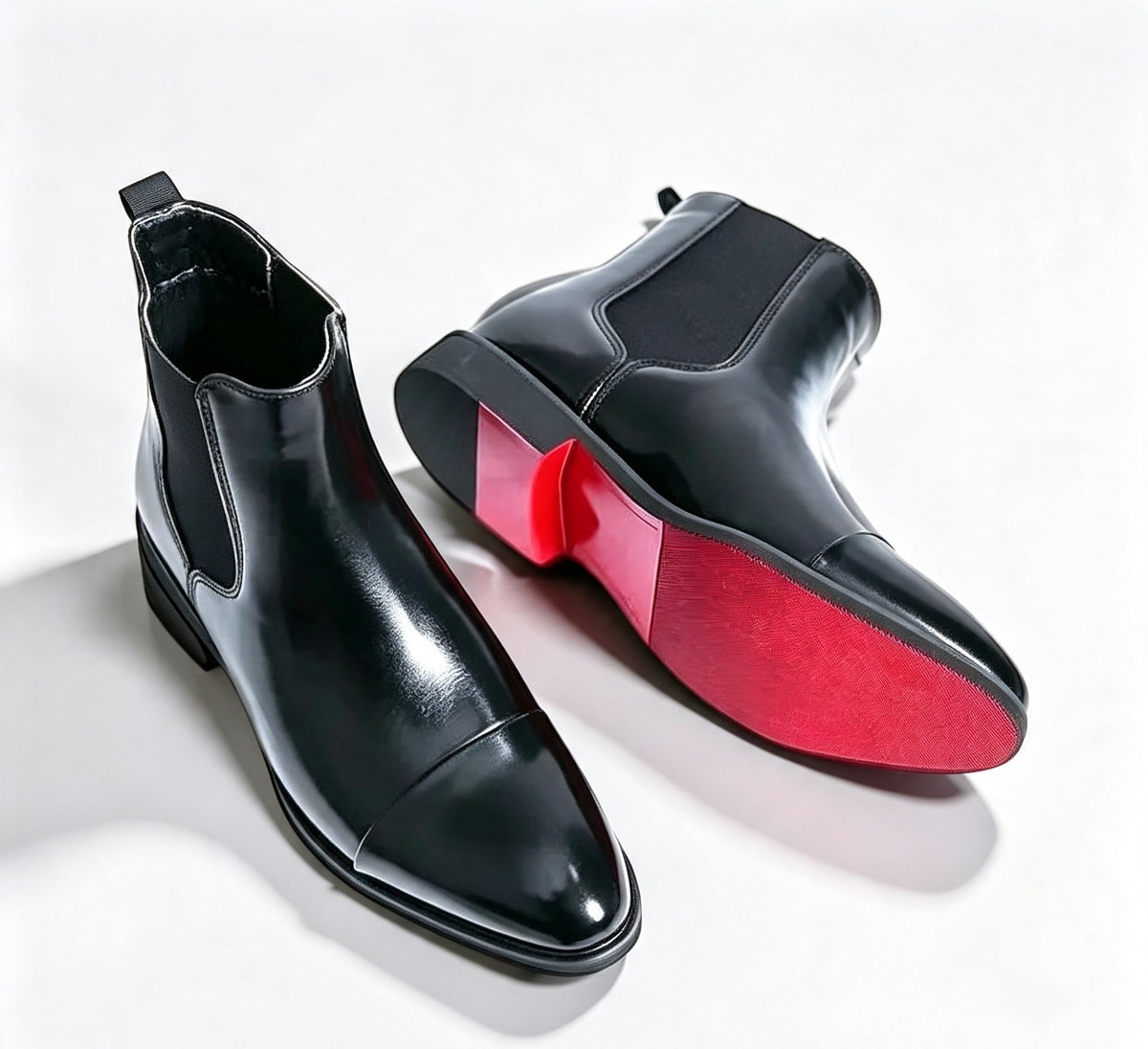 ArtisanWalk Black Leather Chelsea Boots — Red Sole Luxury Ankle Boots