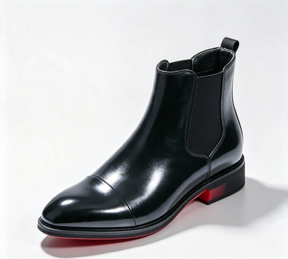 ArtisanWalk Black Leather Chelsea Boots — Red Sole Luxury Ankle Boots