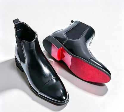 ArtisanWalk Black Leather Chelsea Boots — Red Sole Luxury Ankle Boots
