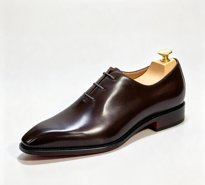 ArtisanWalk Black Whole-Cut Oxford Shoes — Red Sole Luxury Dress Shoes