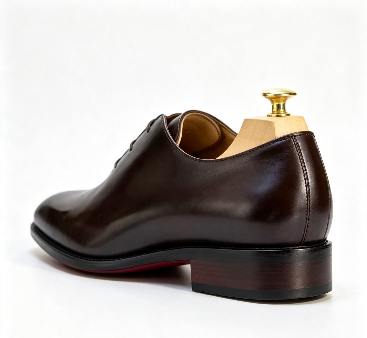 ArtisanWalk Black Whole-Cut Oxford Shoes — Red Sole Luxury Dress Shoes