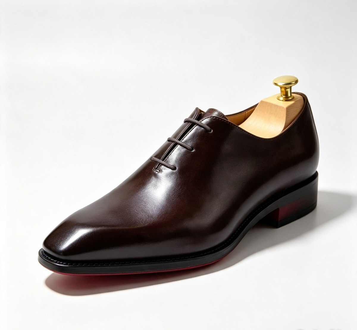 ArtisanWalk Black Whole-Cut Oxford Shoes — Red Sole Luxury Dress Shoes