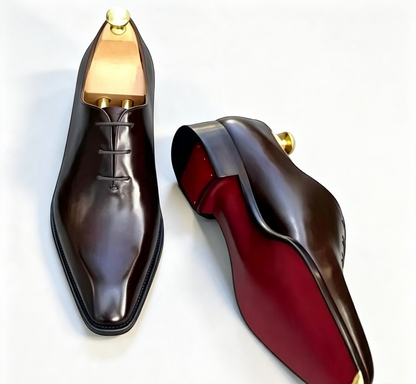ArtisanWalk Black Whole-Cut Oxford Shoes — Red Sole Luxury Dress Shoes