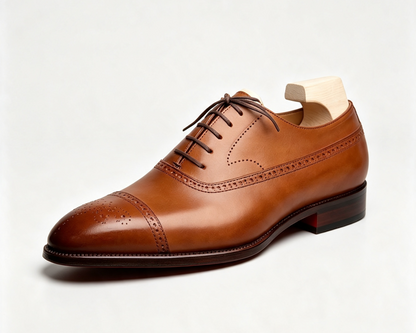 ArtisanWalk Brown Cap-Toe Oxford Shoes — Red Sole Leather Dress Shoes
