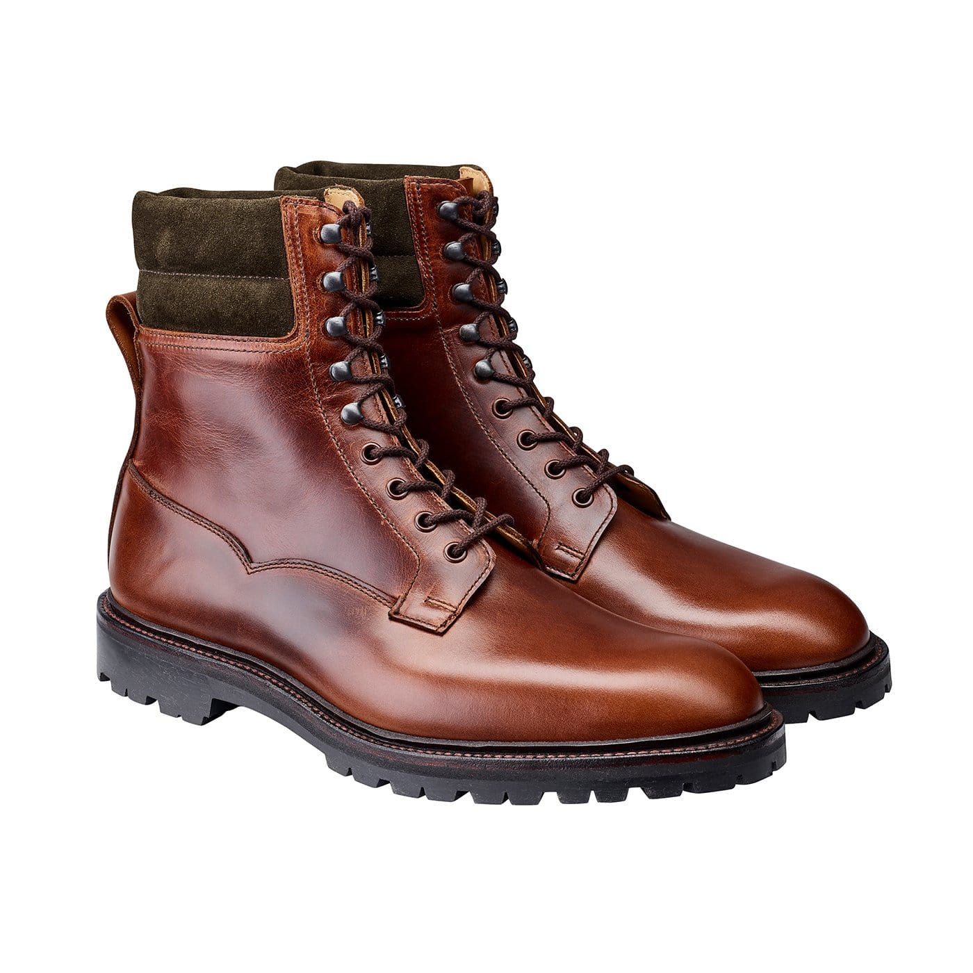 Ross Chocolate Hurricane Hide &amp; Earth Green Suede Collar