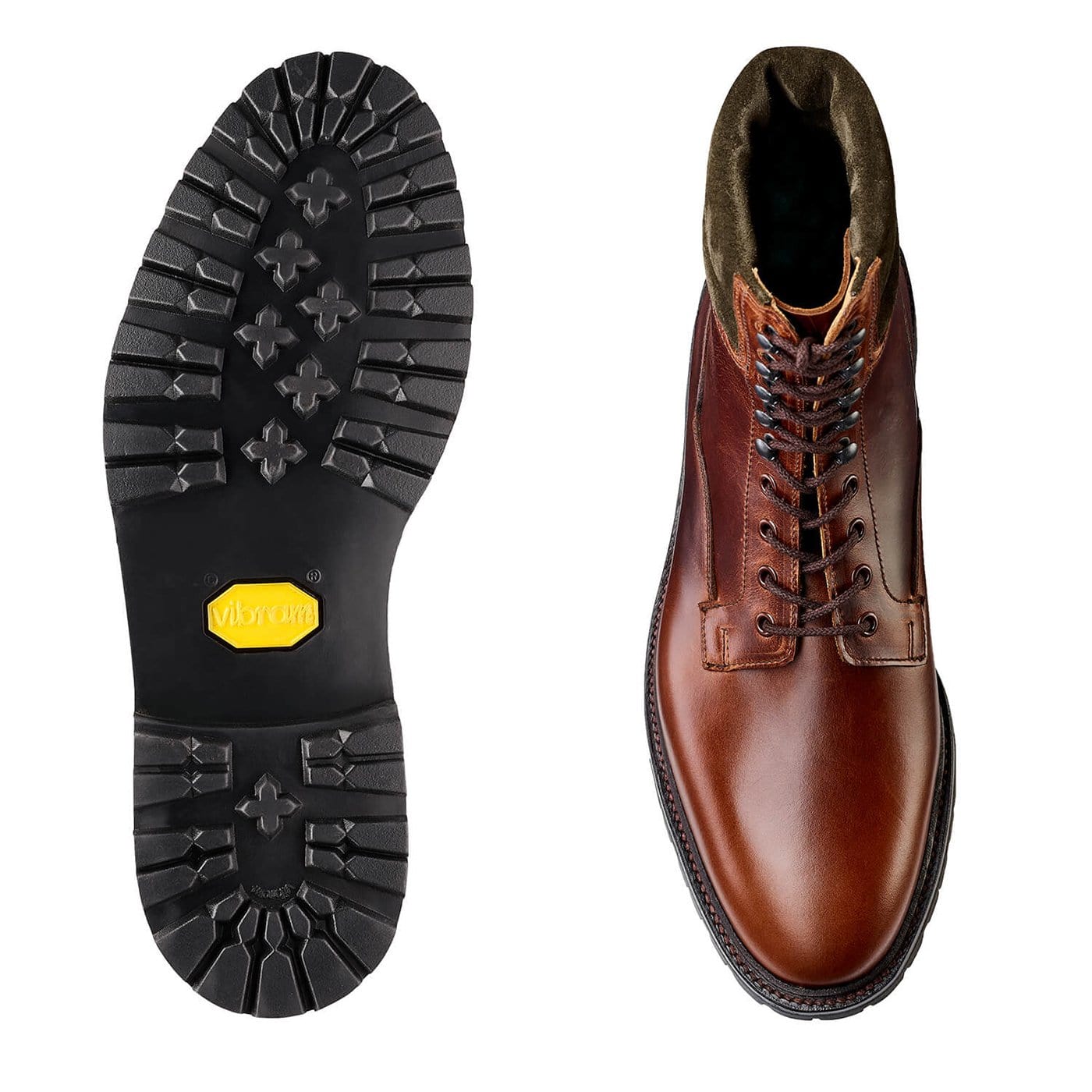 Ross Chocolate Hurricane Hide &amp; Earth Green Suede Collar