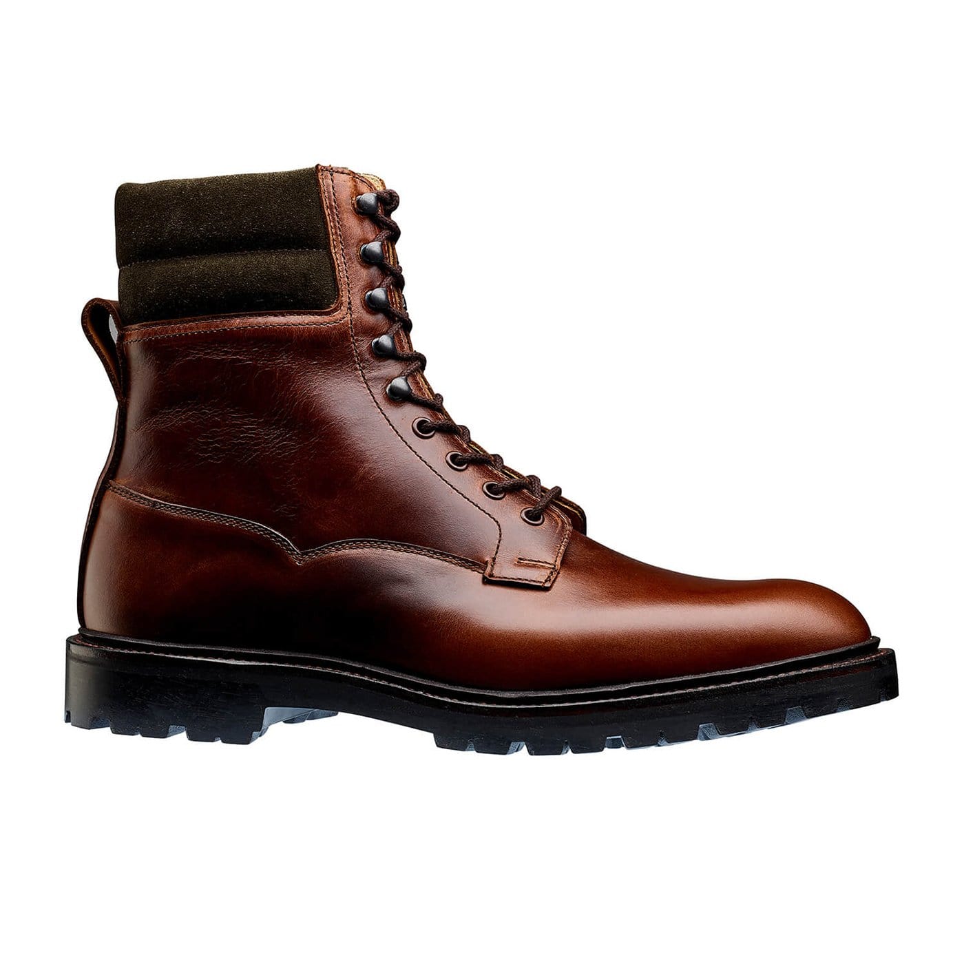 Ross Chocolate Hurricane Hide &amp; Earth Green Suede Collar