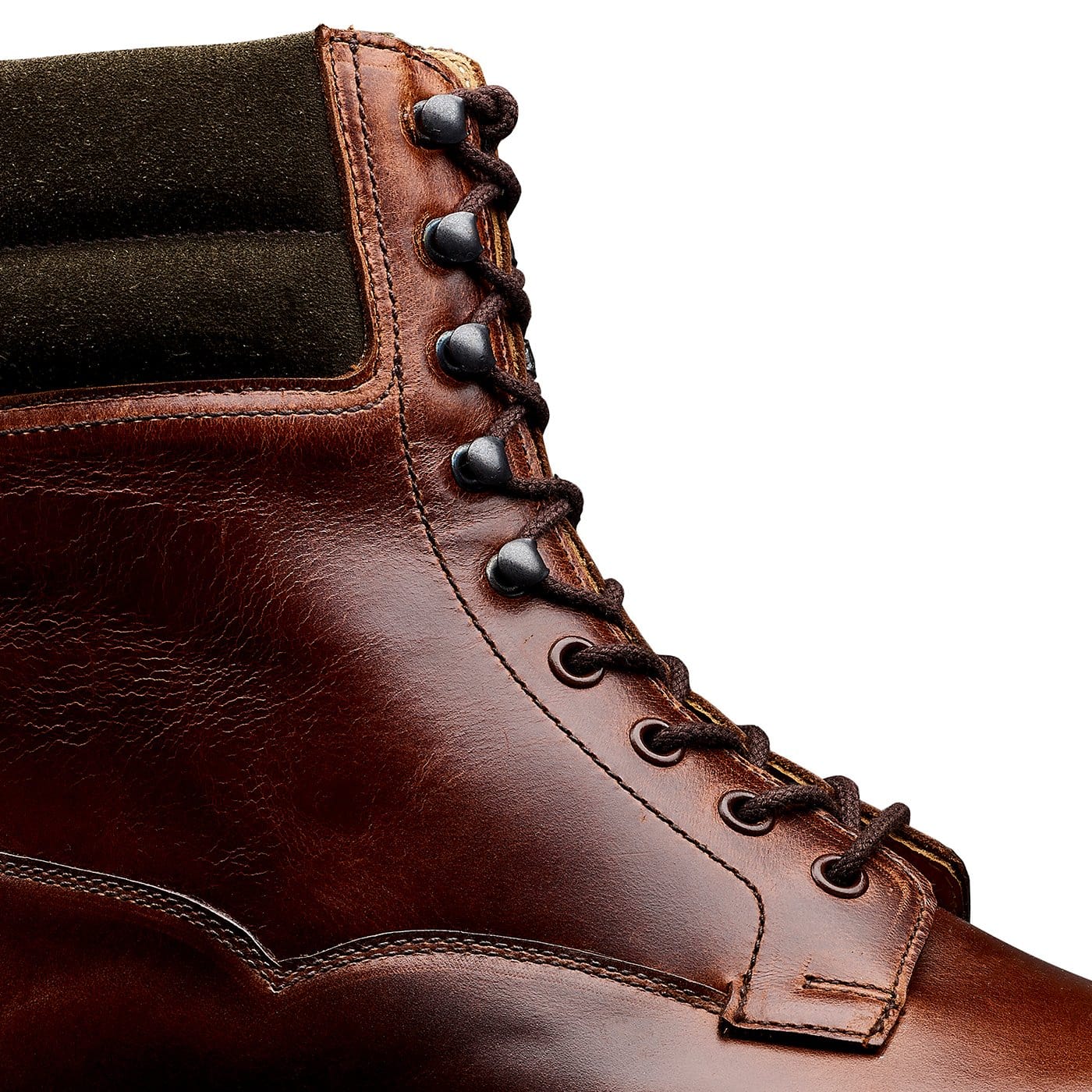 Ross Chocolate Hurricane Hide &amp; Earth Green Suede Collar