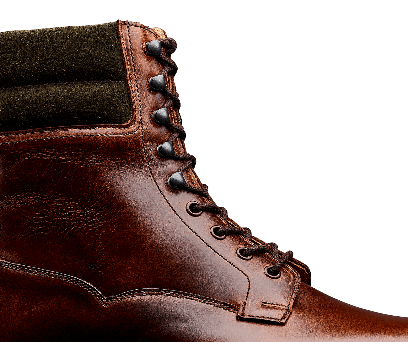 Ross Chocolate Hurricane Hide &amp; Earth Green Suede Collar