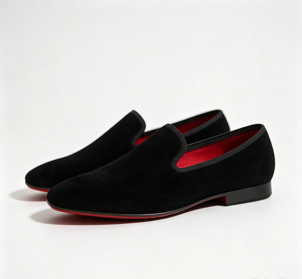 ArtisanWalk Black Velvet Loafers — Red Sole Luxury Slip-On Dress Shoes