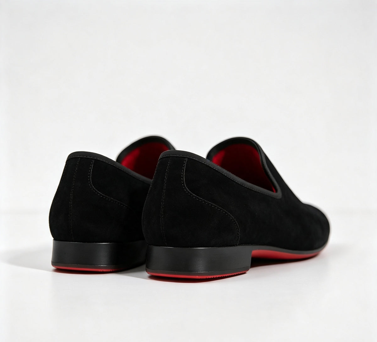 ArtisanWalk Black Velvet Loafers — Red Sole Luxury Slip-On Dress Shoes