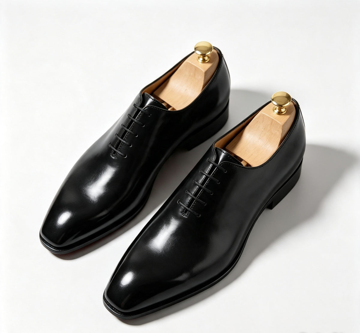 ArtisanWalk Black Whole-Cut Oxford Shoes — Red Sole Luxury Dress Shoes