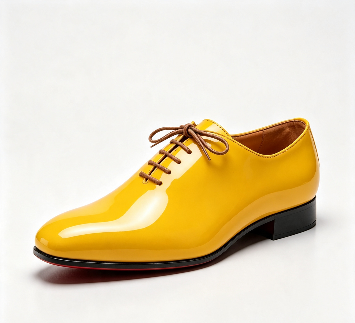 ArtisanWalk Yellow Patent Whole-Cut Oxford Shoes — Red Sole Luxury Dress Shoes