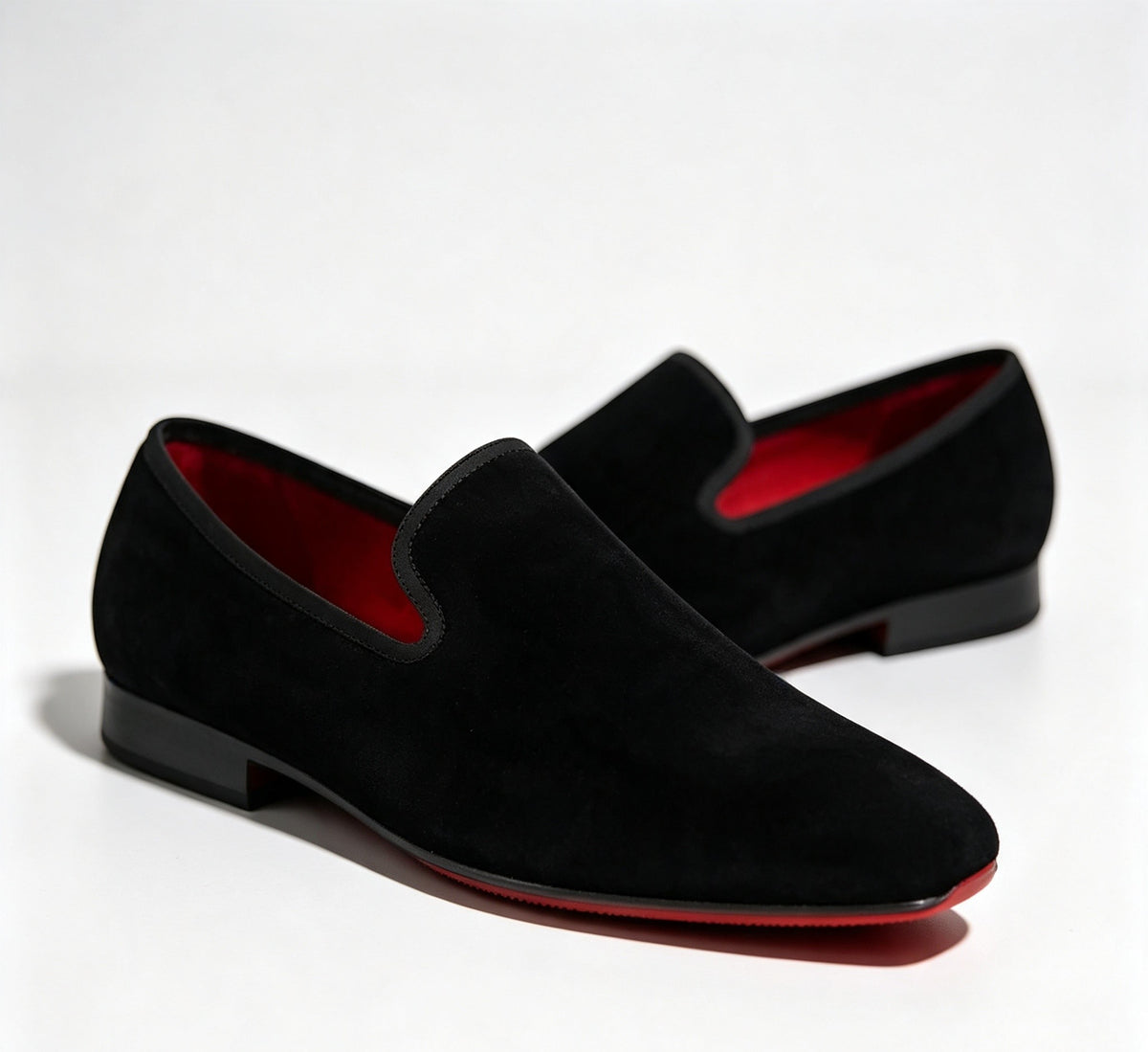 ArtisanWalk Black Velvet Loafers — Red Sole Luxury Slip-On Dress Shoes