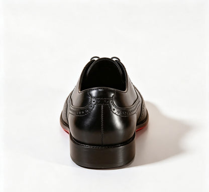 ArtisanWalk Black Wingtip Oxford Shoes — Red Sole Brogue Dress Shoes