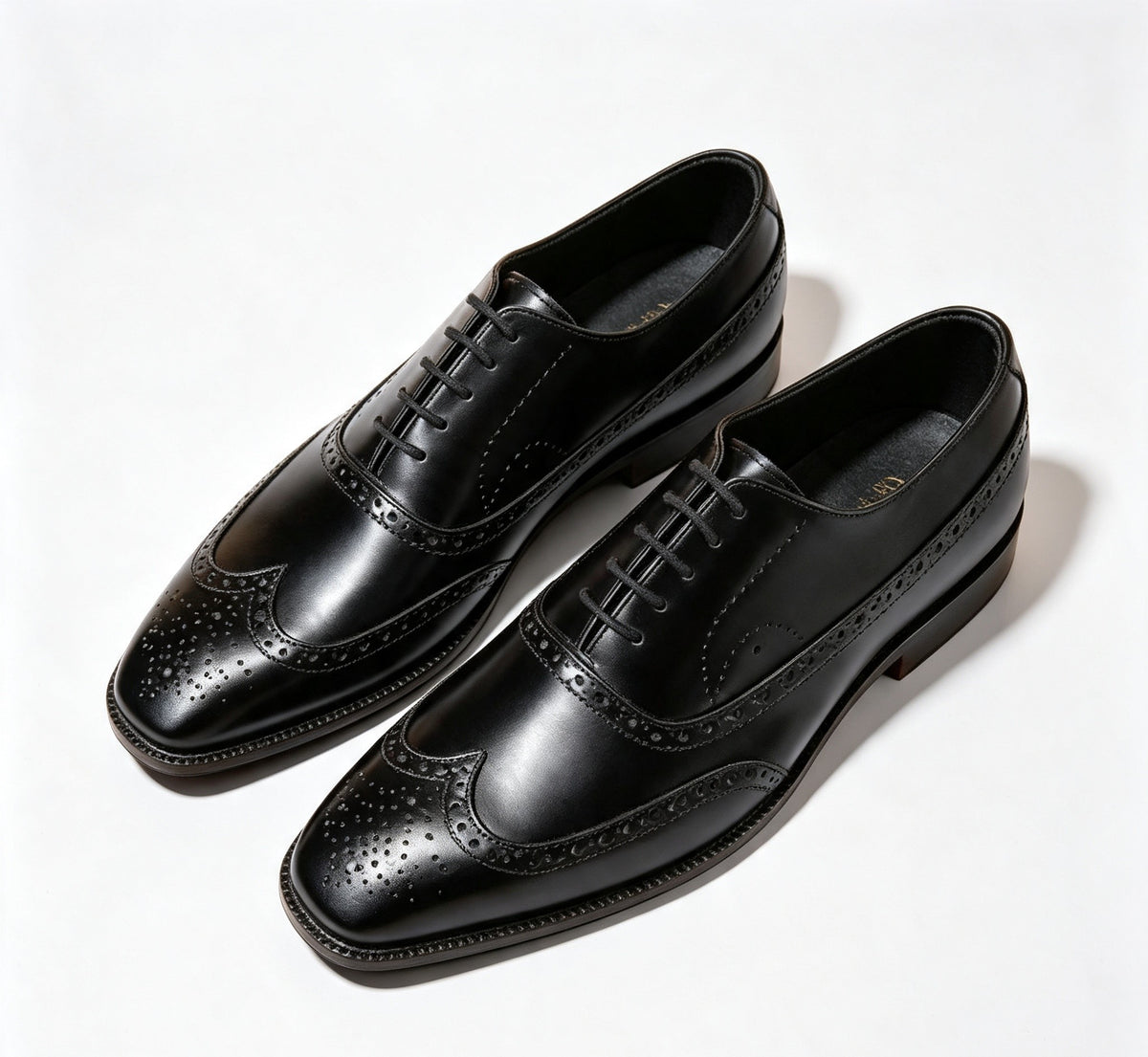 ArtisanWalk Black Wingtip Oxford Shoes — Red Sole Brogue Dress Shoes
