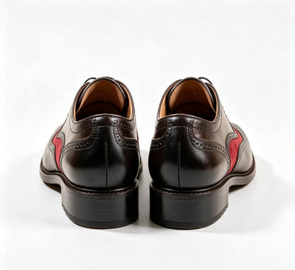 ArtisanWalk Black & Red Wingtip Oxford Shoes — Leather & Suede Brogue Dress Shoes