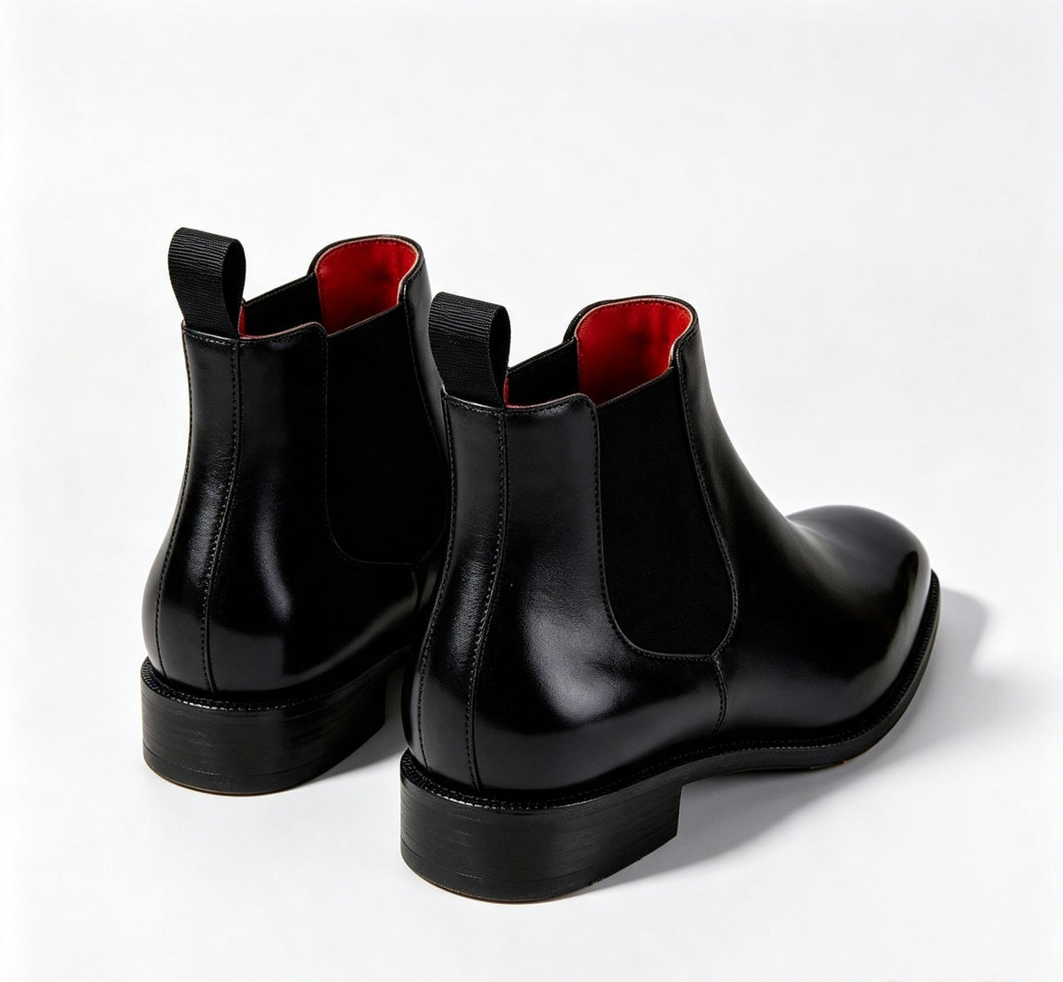ArtisanWalk Black Leather Chelsea Boots — Red Insole Luxury Ankle Boots