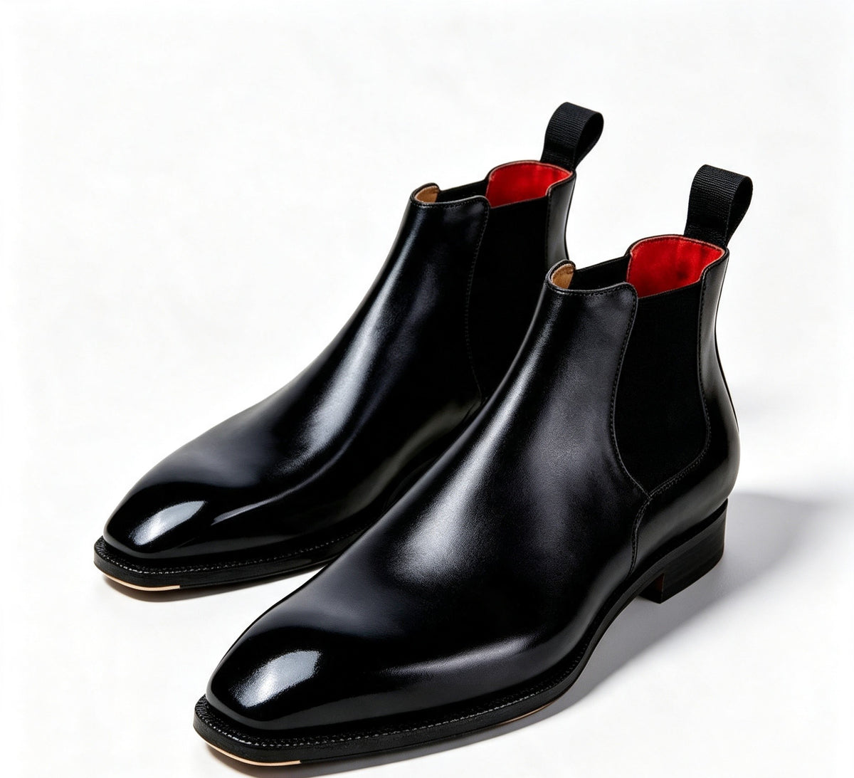 ArtisanWalk Black Leather Chelsea Boots — Red Insole Luxury Ankle Boots