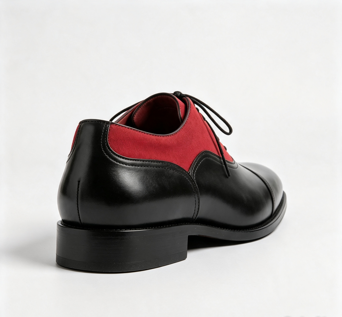 ArtisanWalk Black & Red Two-Tone Cap-Toe Oxford Shoes — Luxury Dress Shoes