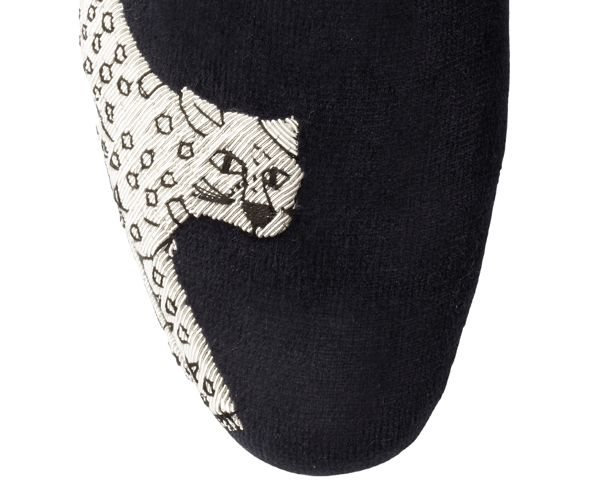 Silver Leopard Black Velvet
